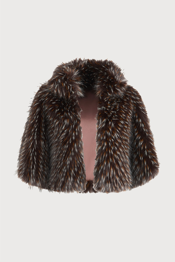 Saachi Shaggy Faux Fur Capelet