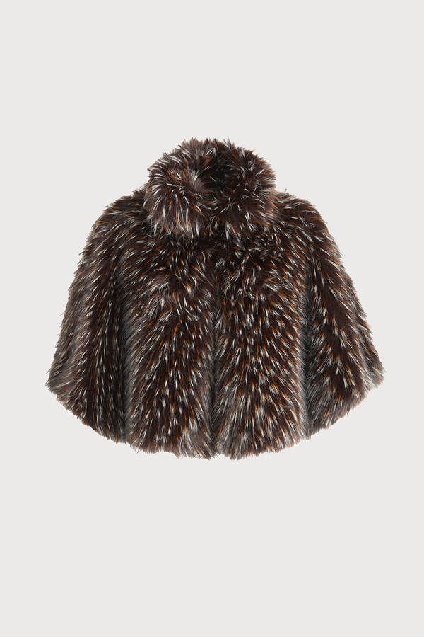 Saachi Shaggy Faux Fur Capelet