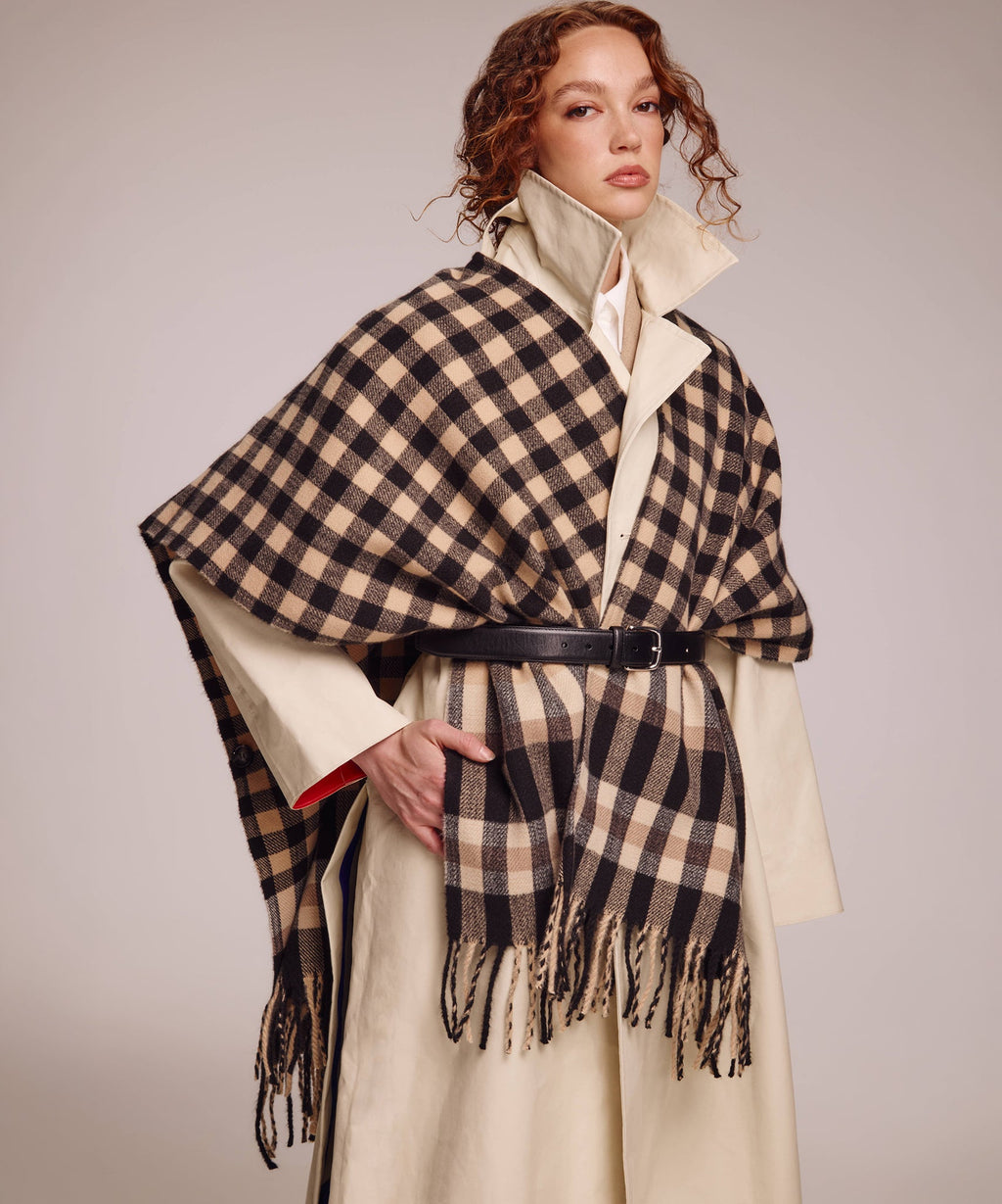 Echo Design Bordered Check Ruana