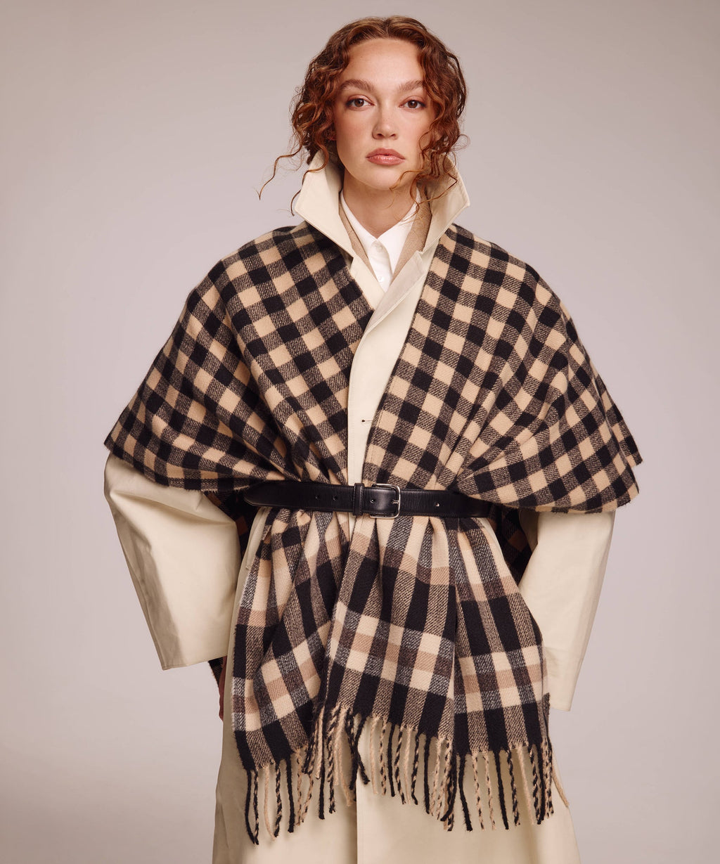 Echo Design Bordered Check Ruana