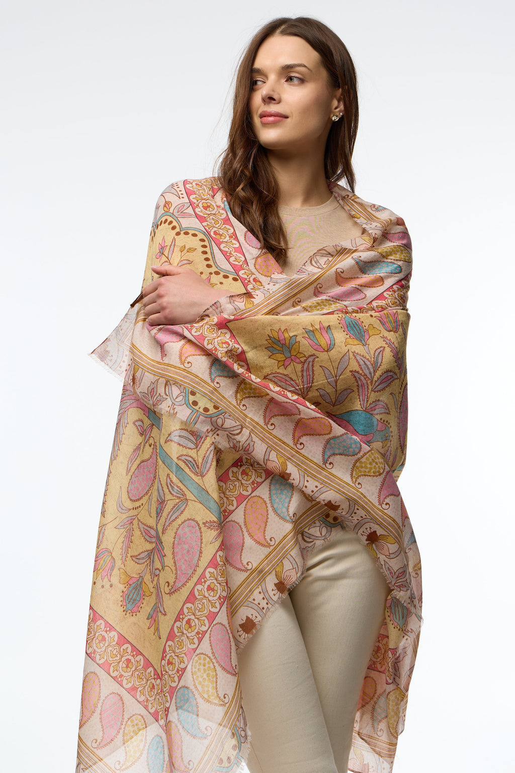 Saachi Paisley Palm Printed Scarf