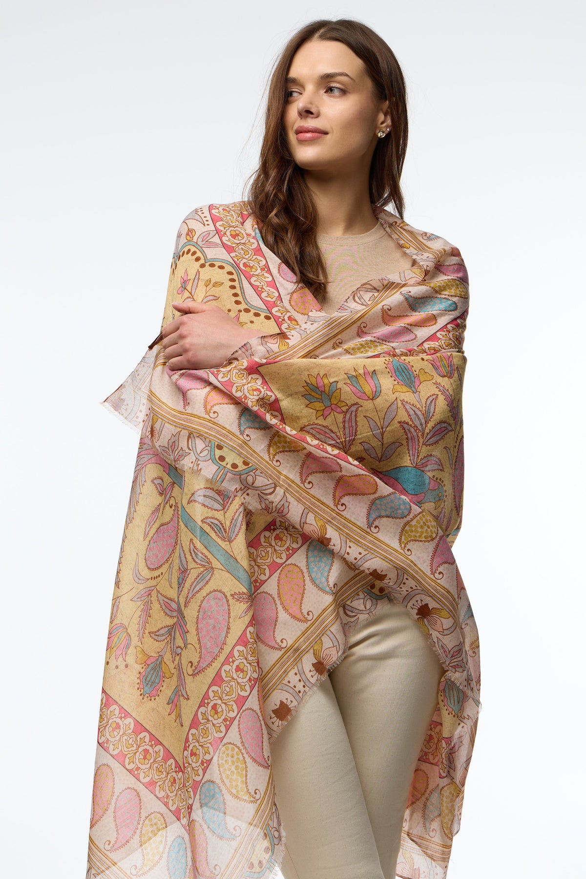 Saachi Paisley Palm Printed Scarf