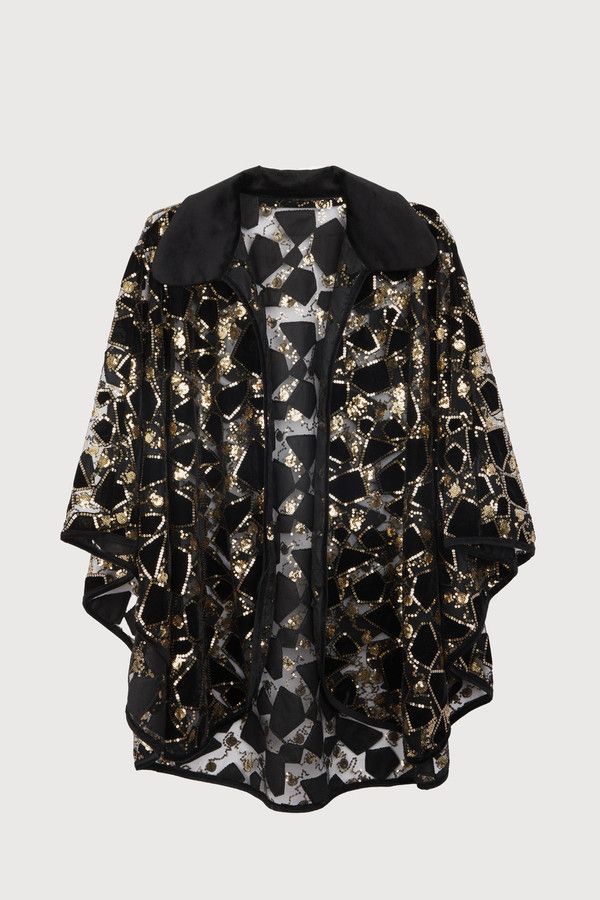 Saachi Velvet Sequin Collared Capelet