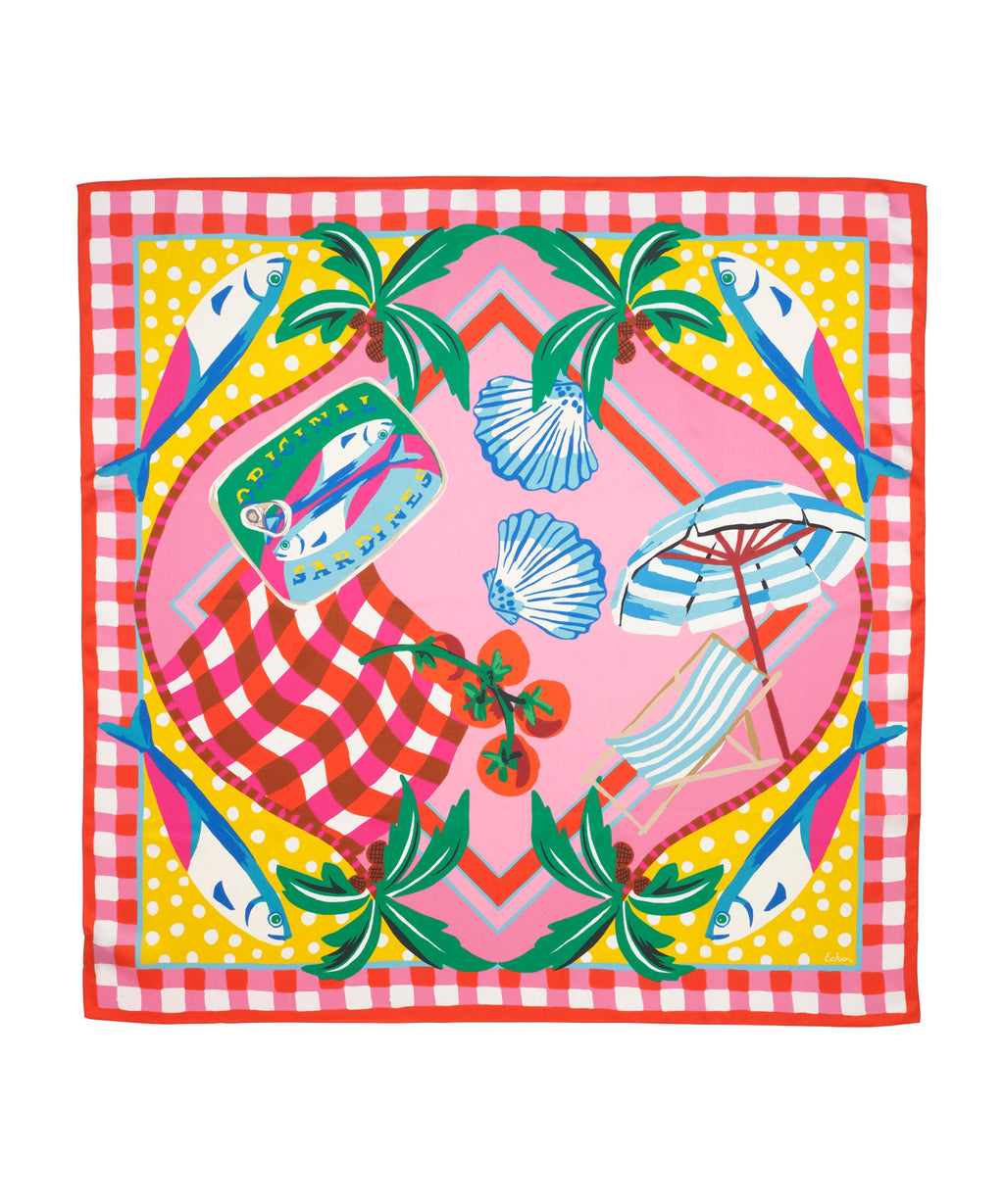 Echo Design Beach Picnic Silk Square Scarf
